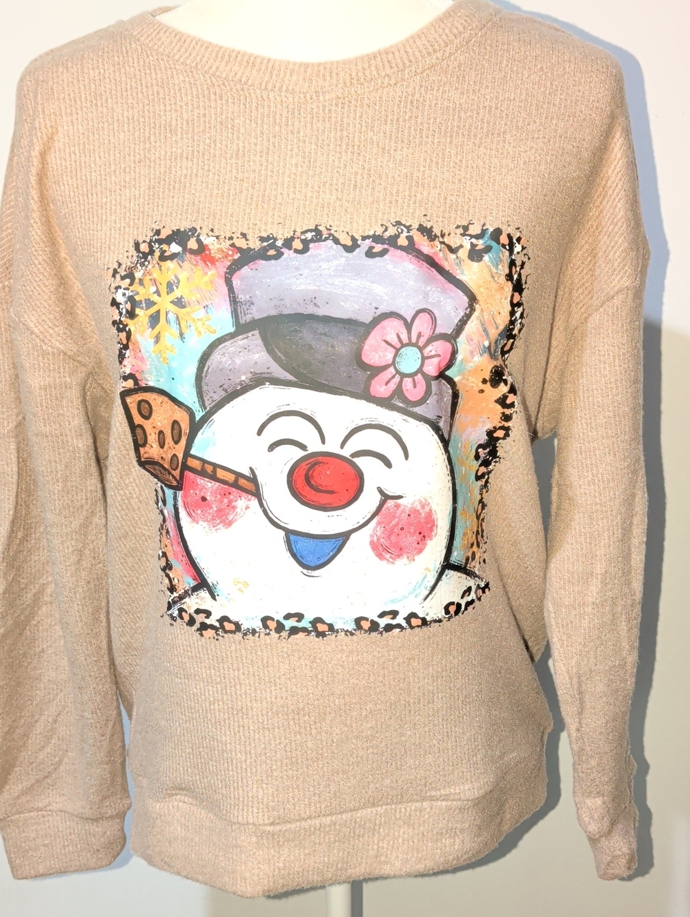 Women's Cozy Oatmeal Frosty The Snowman Graphic Sweater